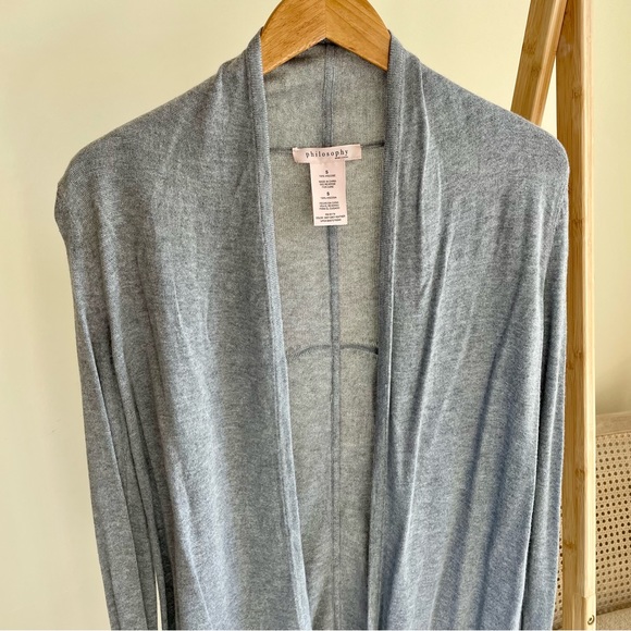 Philosophy Longline Open Front Cardigan in Light Gray - S - Picture 2 of 3